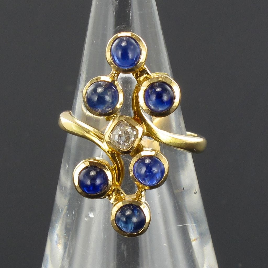 Modernist sapphire diamond ring - . Görsel