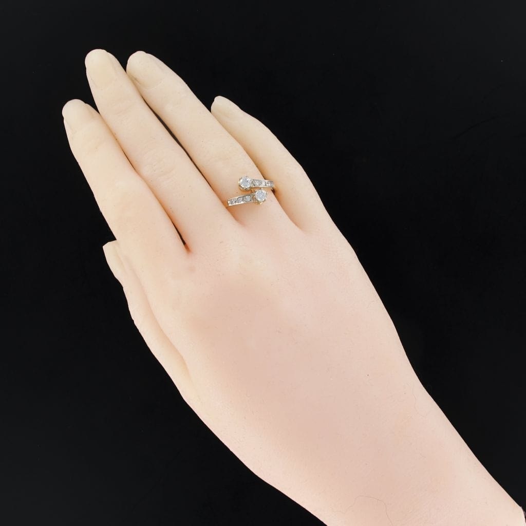 Diamond Ring Toi & Moi, yellow gold and platinum - . Görsel