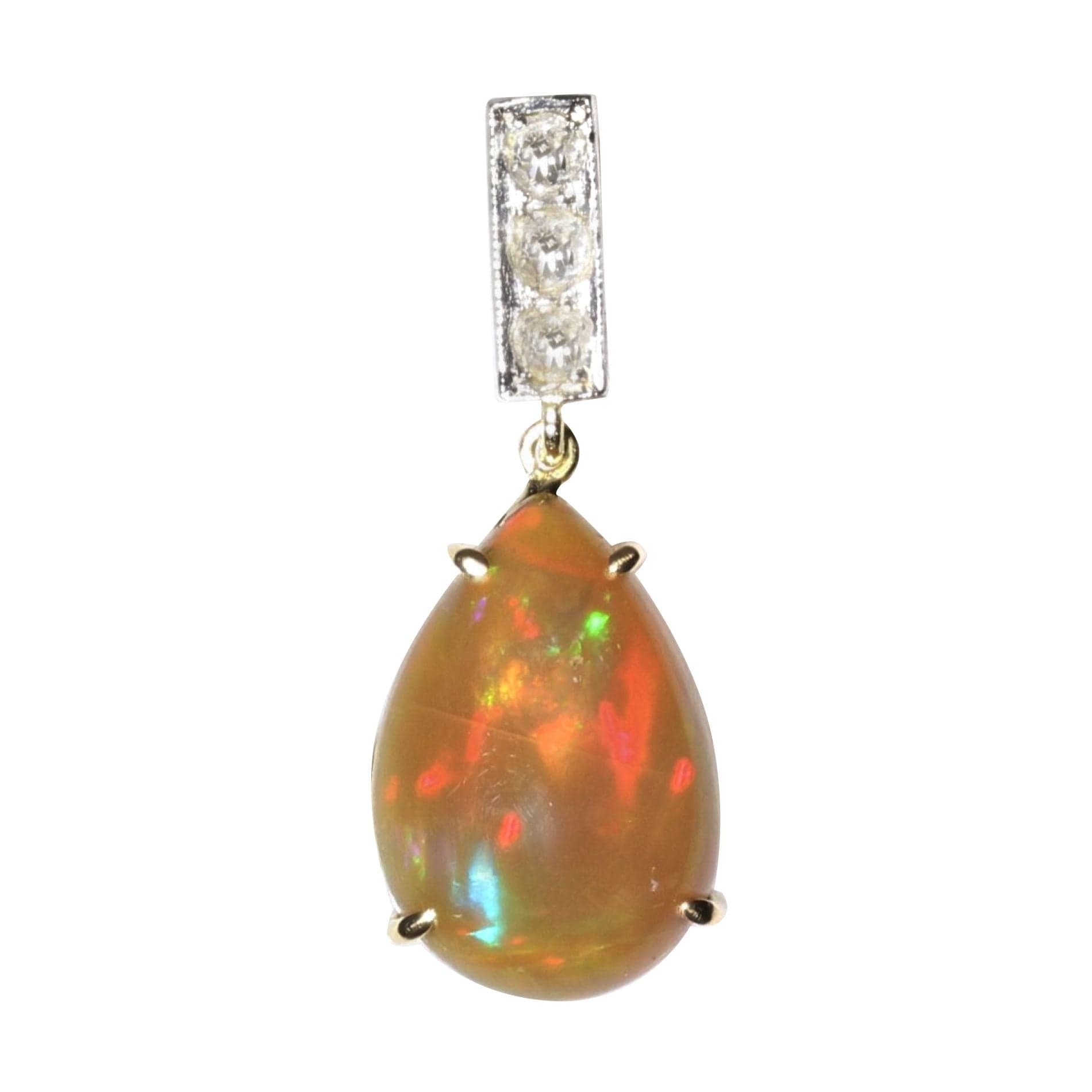 Opal and diamond pendant - . Görsel