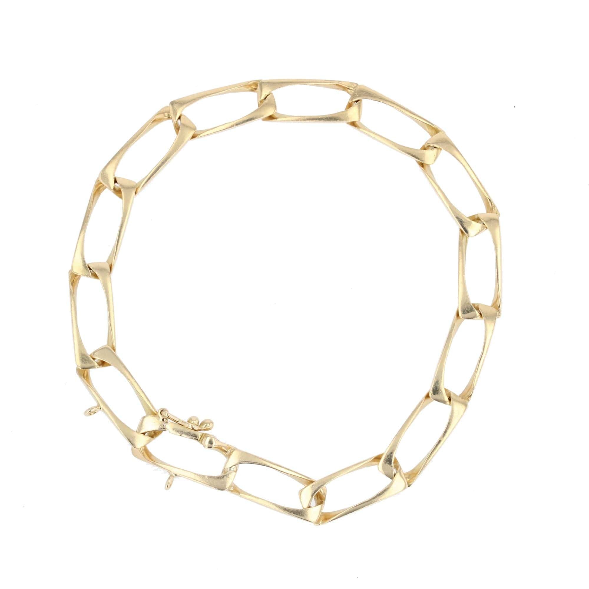 Yellow gold bracelet with rectangular links - . Görsel
