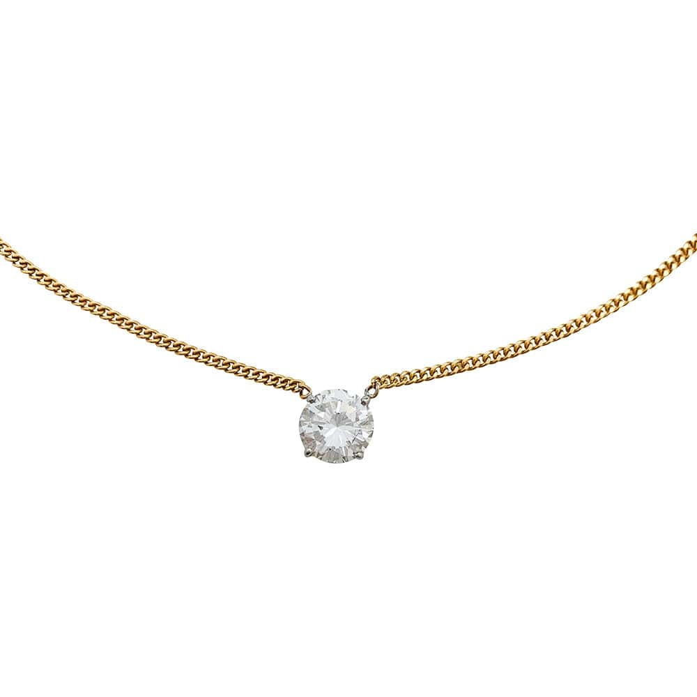 Two gold diamond solitaire necklace of 2.17 carats. - . Görsel