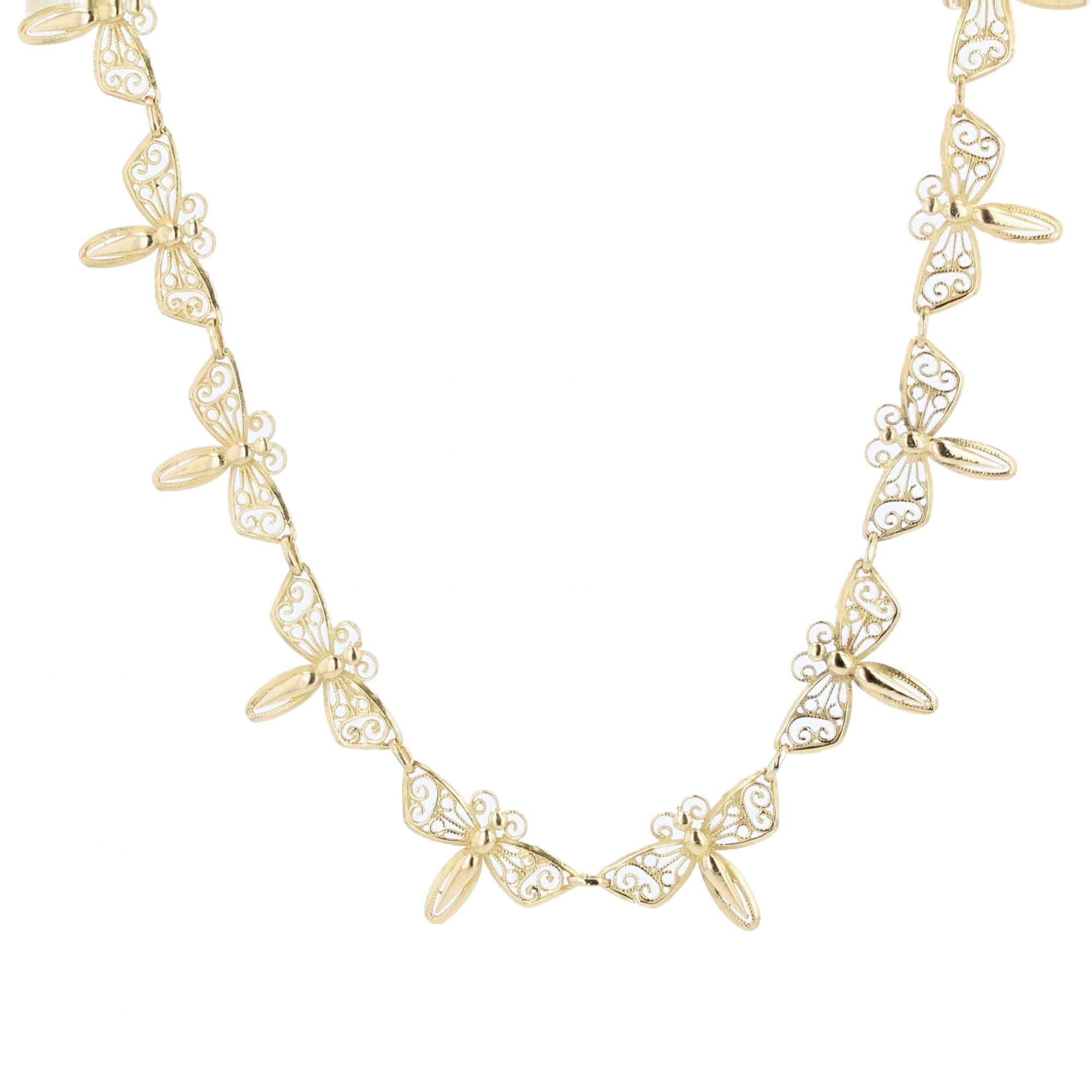Antique gold necklace with butterflies - . Görsel