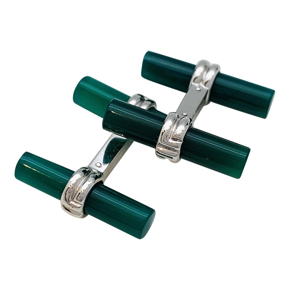 Cufflinks Boucheron in white gold, green agate and onyx. - . Görsel
