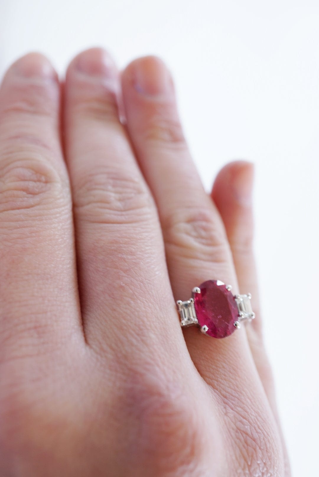 18K white gold tourmaline ring - . Görsel