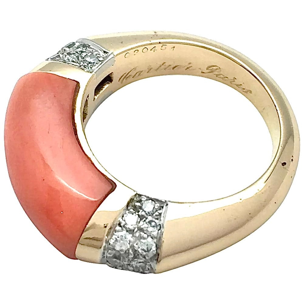 Ring Cartier yellow gold and platinum, coral, diamonds. - . Görsel