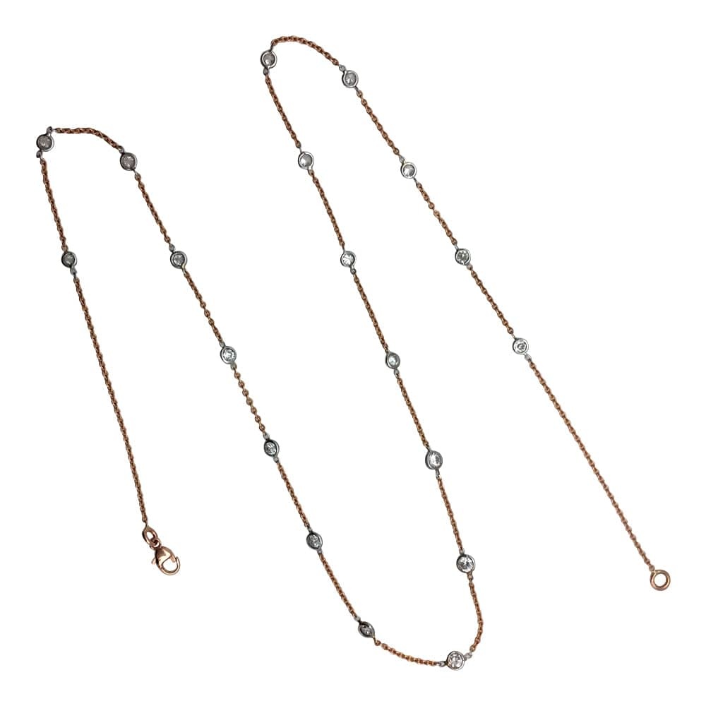 Gutter necklace in pink and white gold, diamonds. - . Görsel