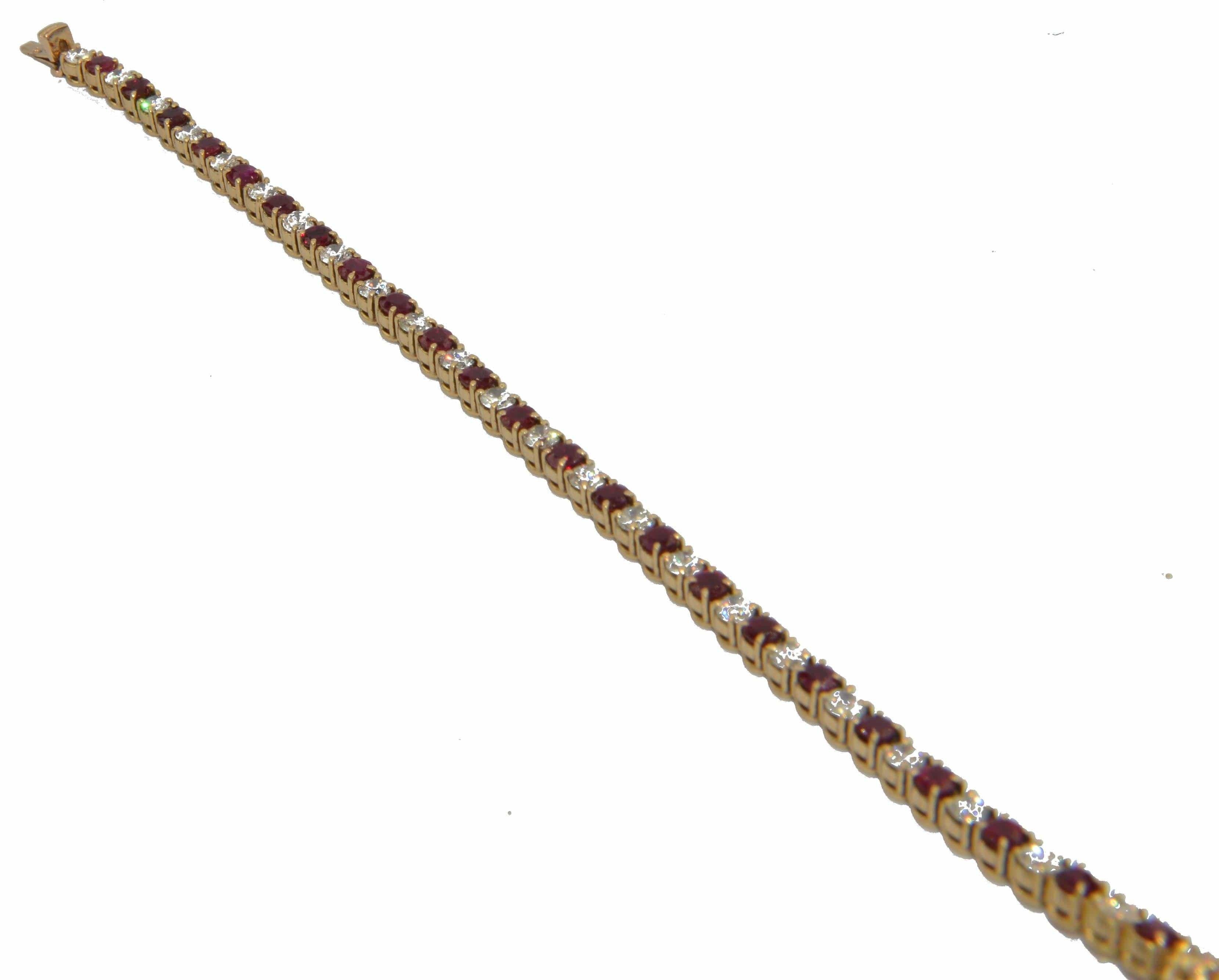River bracelet - Yellow gold, diamonds and rubies - . Görsel