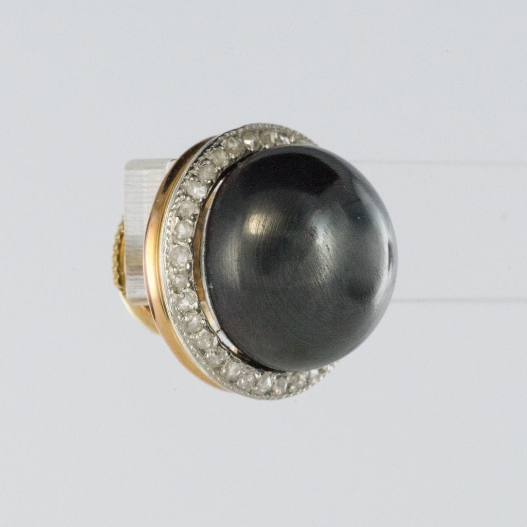 Hematite and diamond earrings - . Görsel