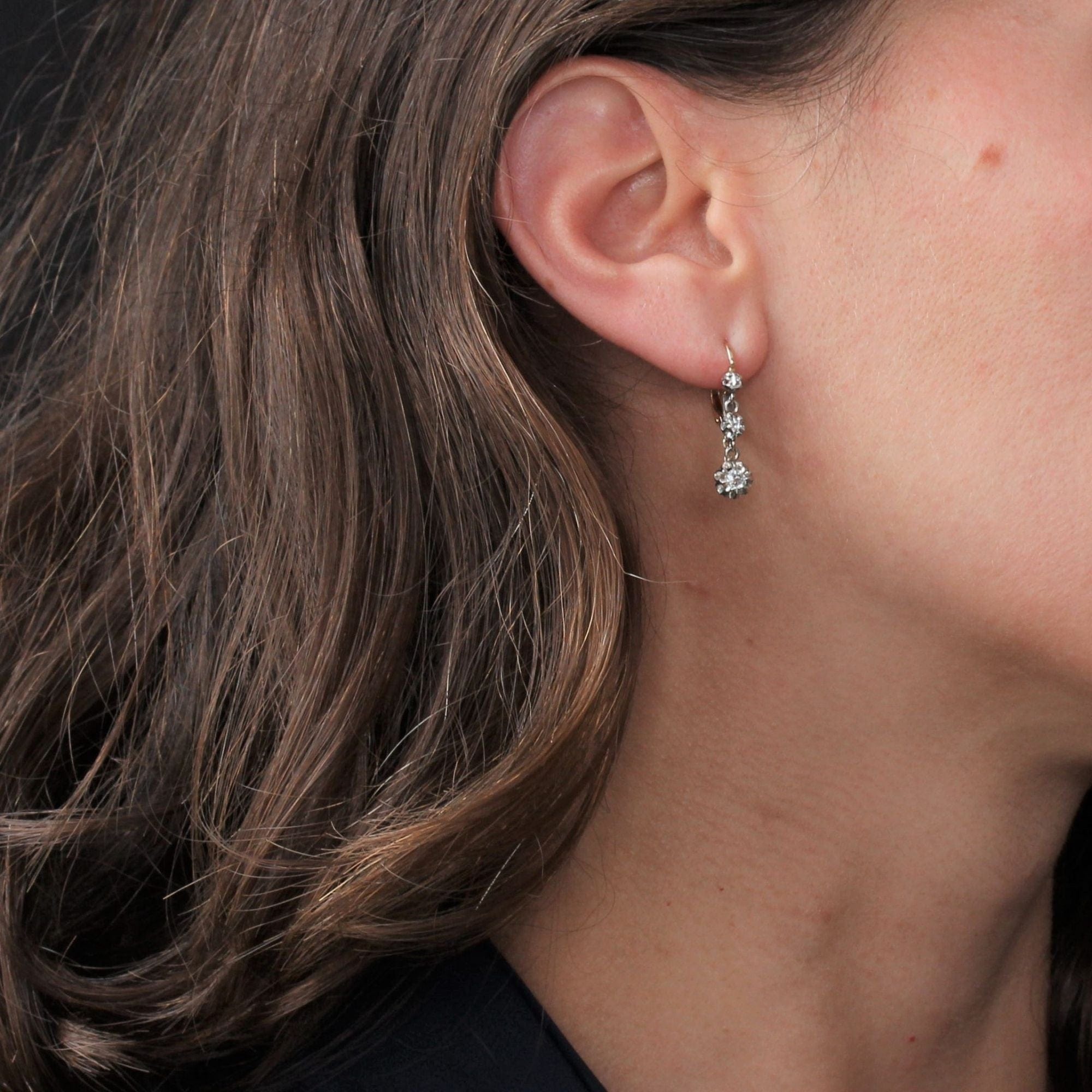 Antique dangling diamond earrings - . Görsel