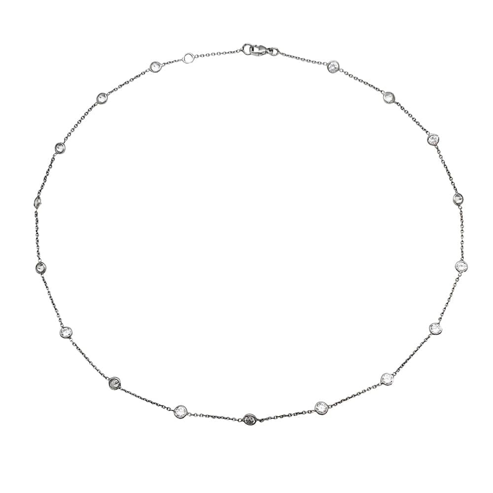 Gutter necklace in white gold, diamonds. - . Görsel