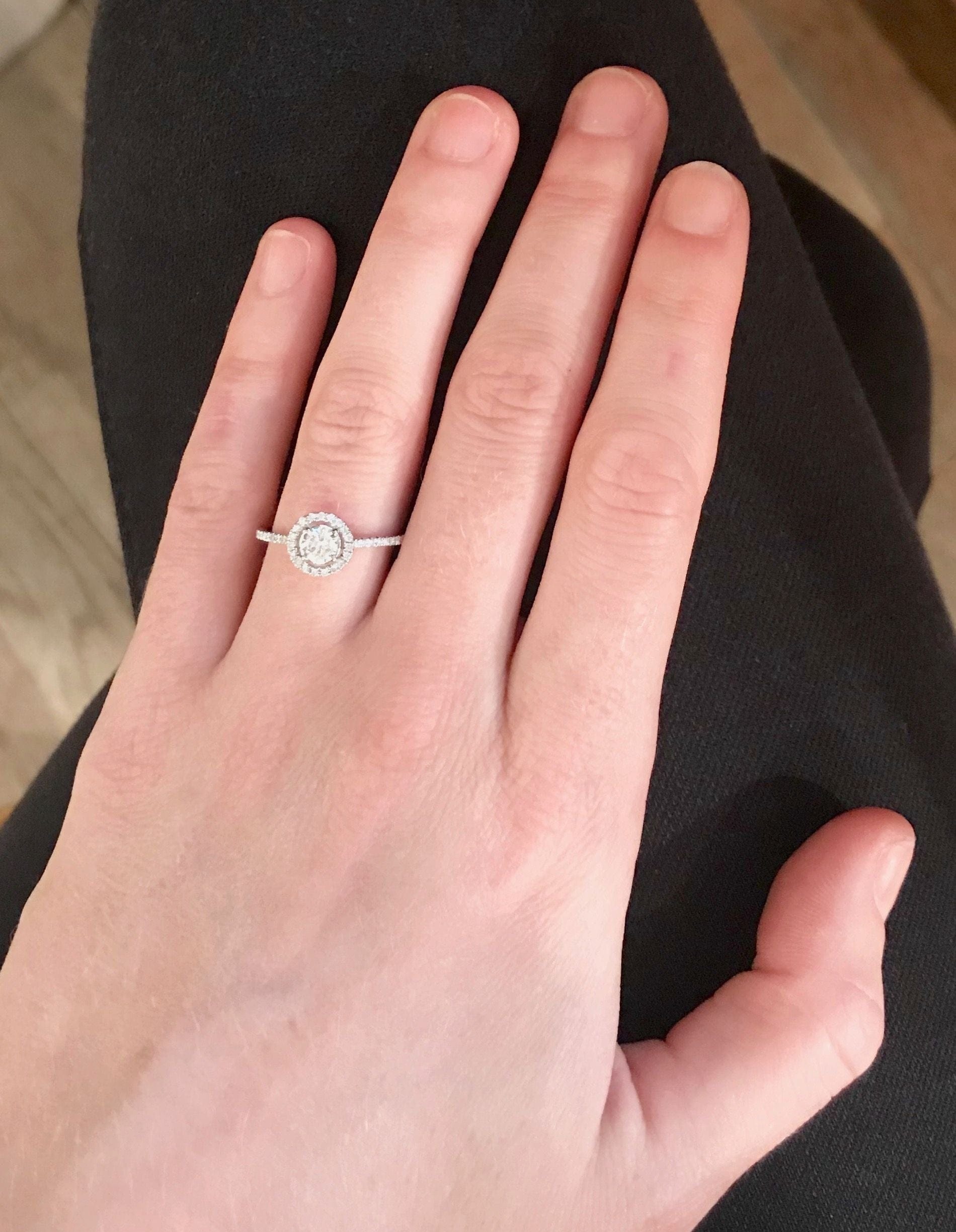 Diamond Ring 0.33 Carats Paving Diamonds 0.16 Carat 18 Carat White Gold - . Görsel