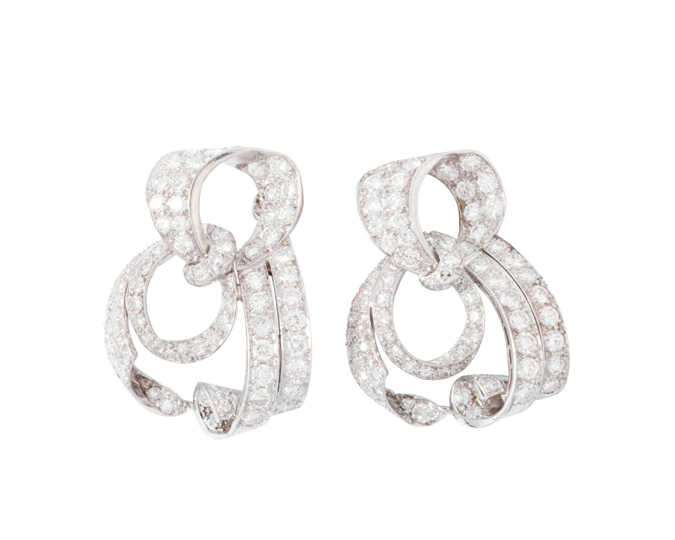 Important earring platinum and diamonds circa 1930 - . Görsel