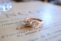 Amélie ring in 18kt rose gold, diamonds and mabé pearl - . Görsel