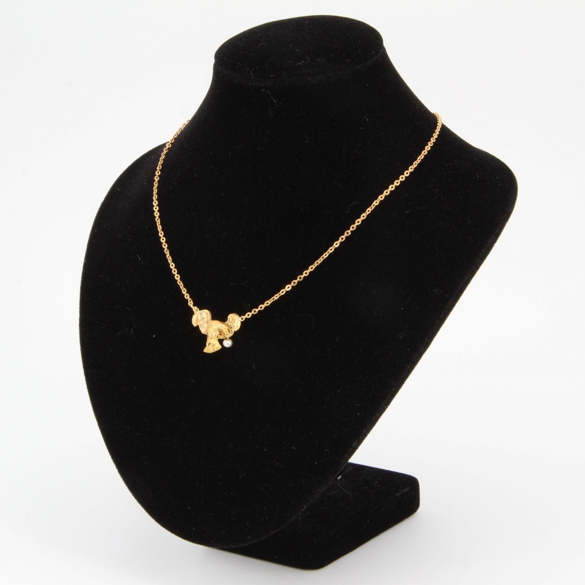 Old eagle pendant with pearl and chain - . Görsel