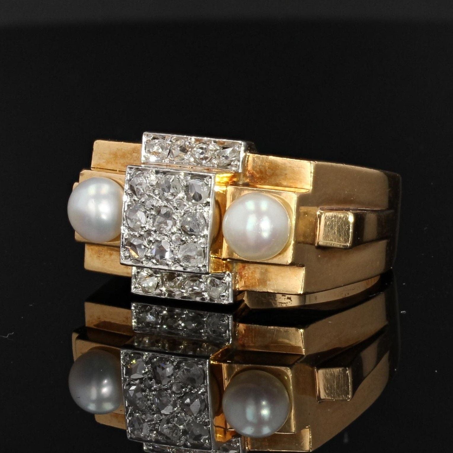Ring tank diamonds fine pearls - . Görsel