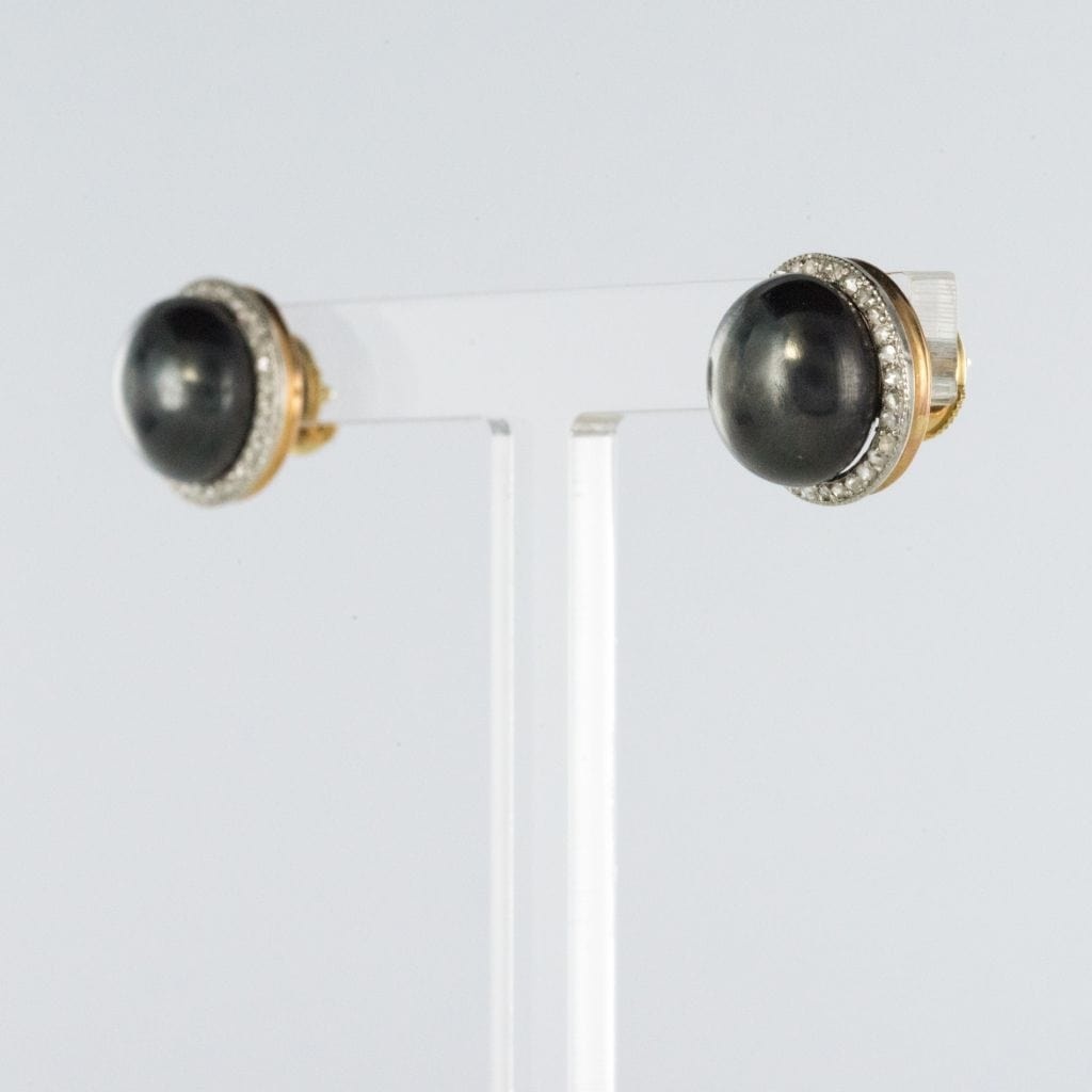 Hematite and diamond earrings - . Görsel