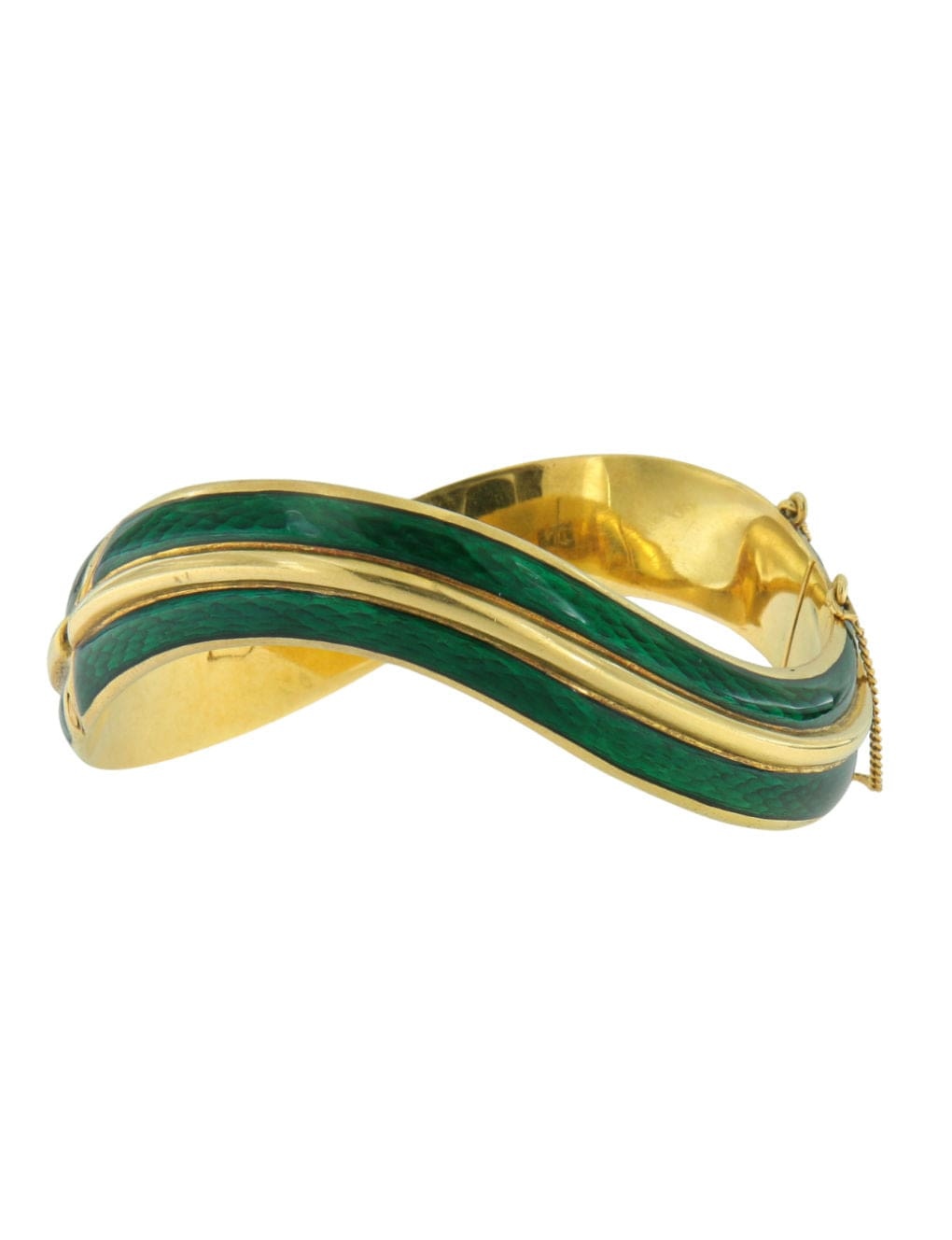 Fred - Green enamel and yellow gold bangle bracelet - . Görsel