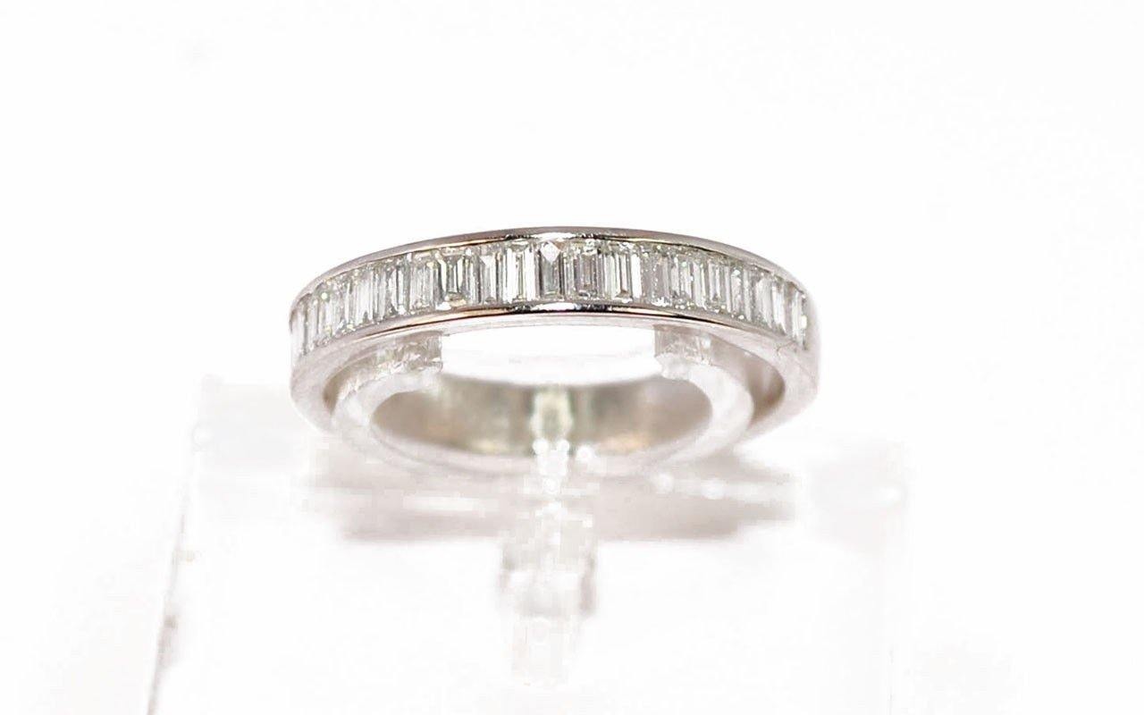 Wedding ring white gold Diamond Baguettes - . Görsel