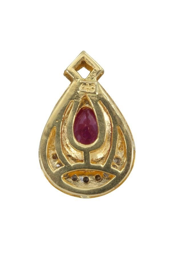MODERN RUBY AND DIAMOND PENDANT - . Görsel