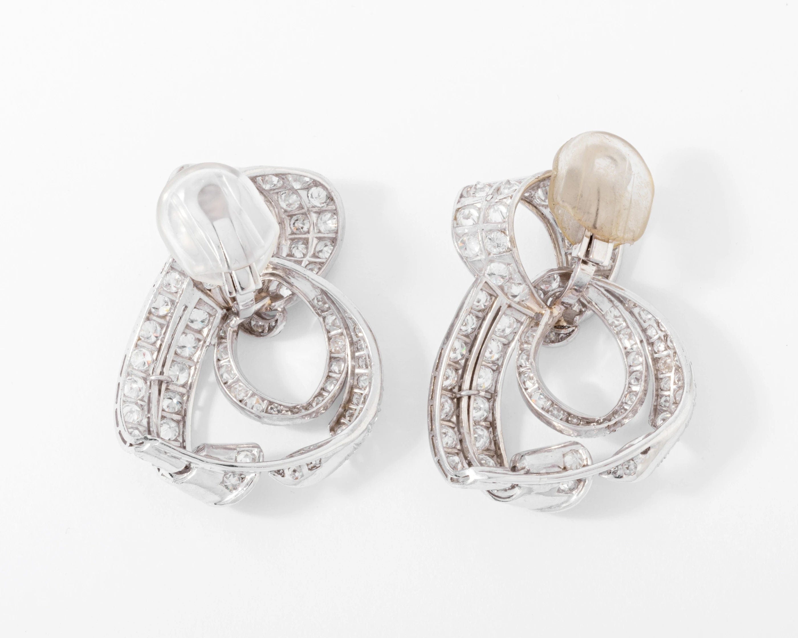 Important earring platinum and diamonds circa 1930 - . Görsel