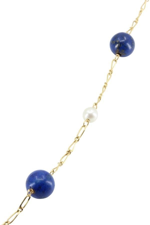 LAPIS LAZULI AND PEARL BRACELET - . Görsel