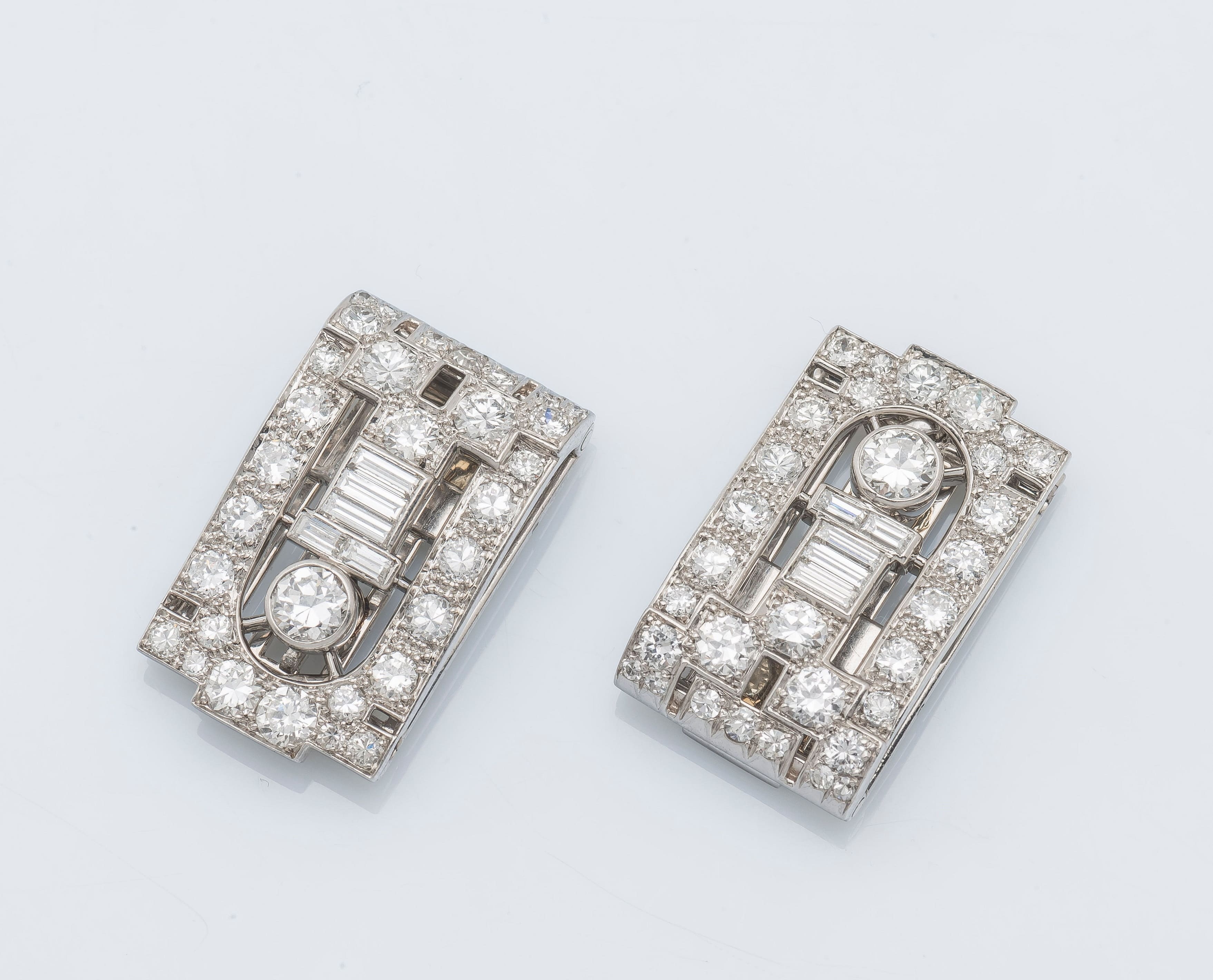 Vintage Double Clip Brooch PLANA - . Görsel