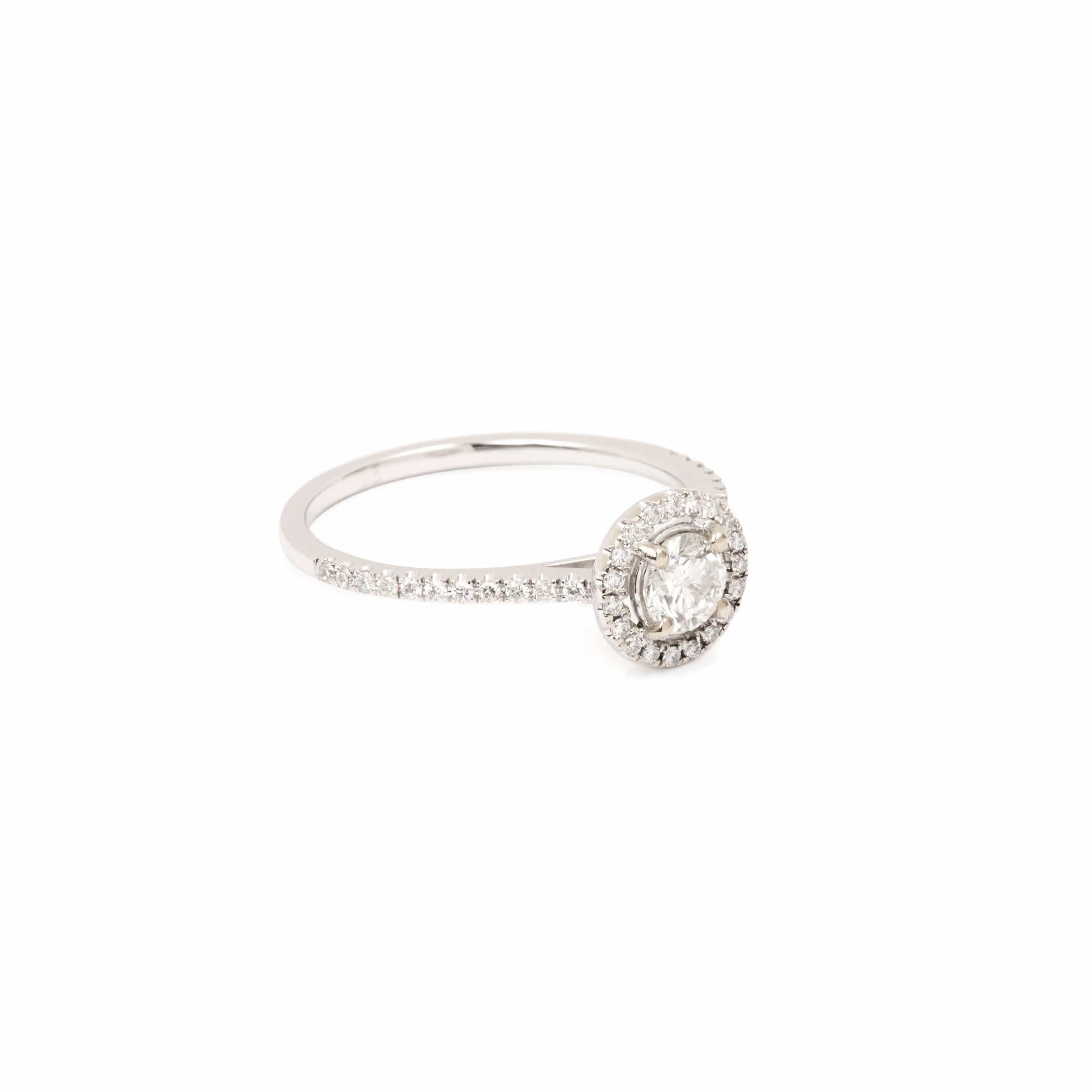 Diamond Ring 0.33 Carats Paving Diamonds 0.16 Carat 18 Carat White Gold - . Görsel