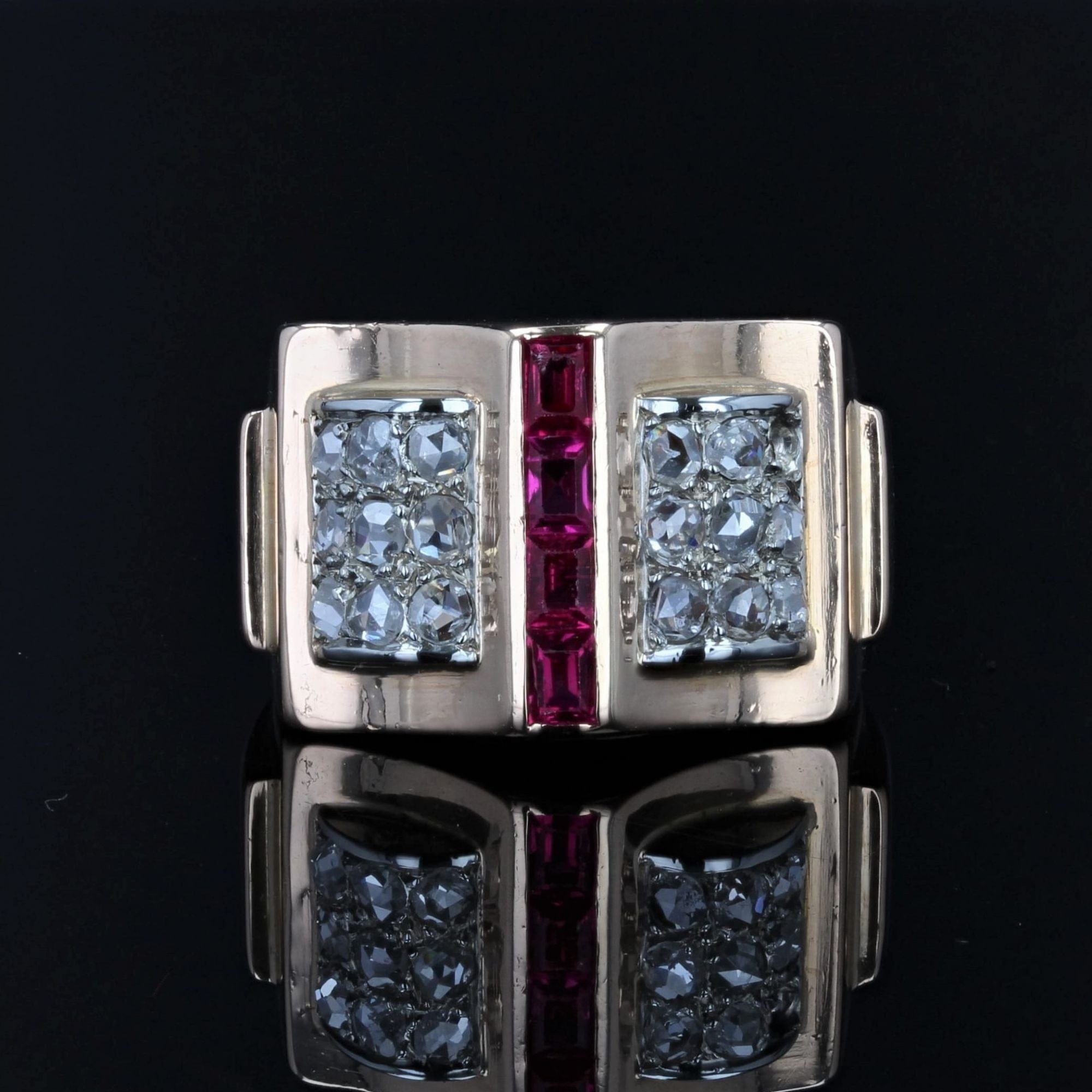 Ring tank calibrated diamonds and rubies - . Görsel