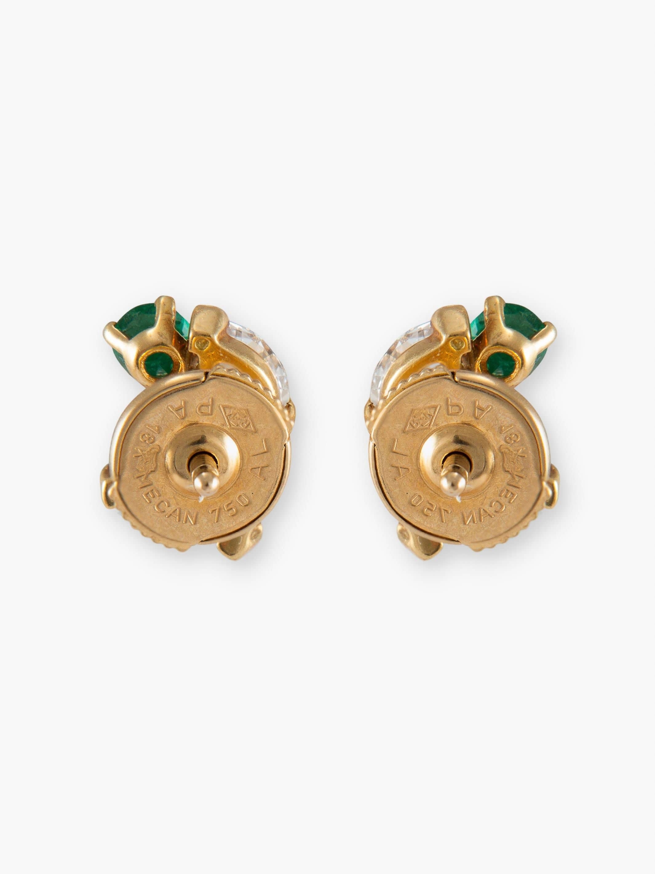 Emerald and diamond earrings - . Görsel