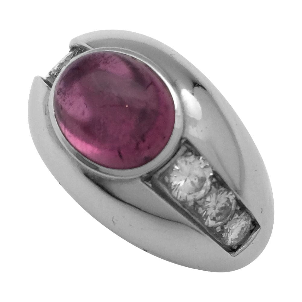 Ring in white gold, pink tourmaline and diamonds. - . Görsel
