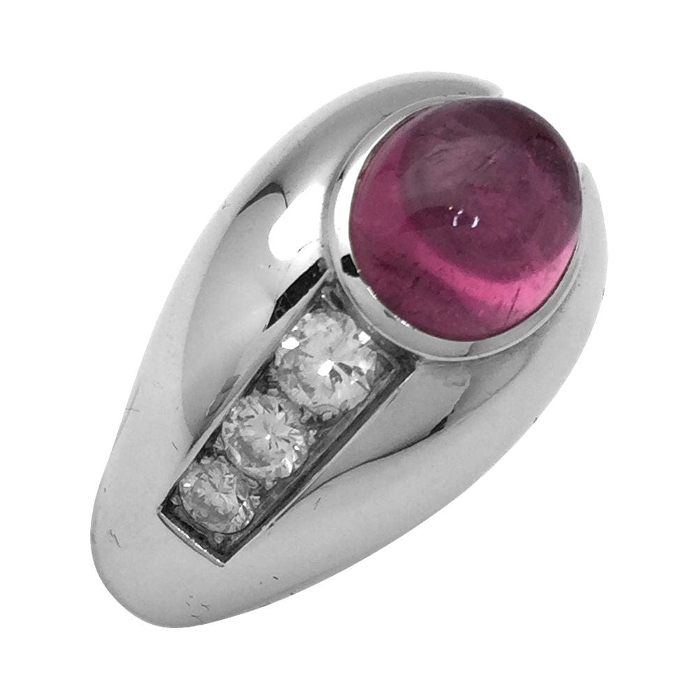 Ring in white gold, pink tourmaline and diamonds. - . Görsel