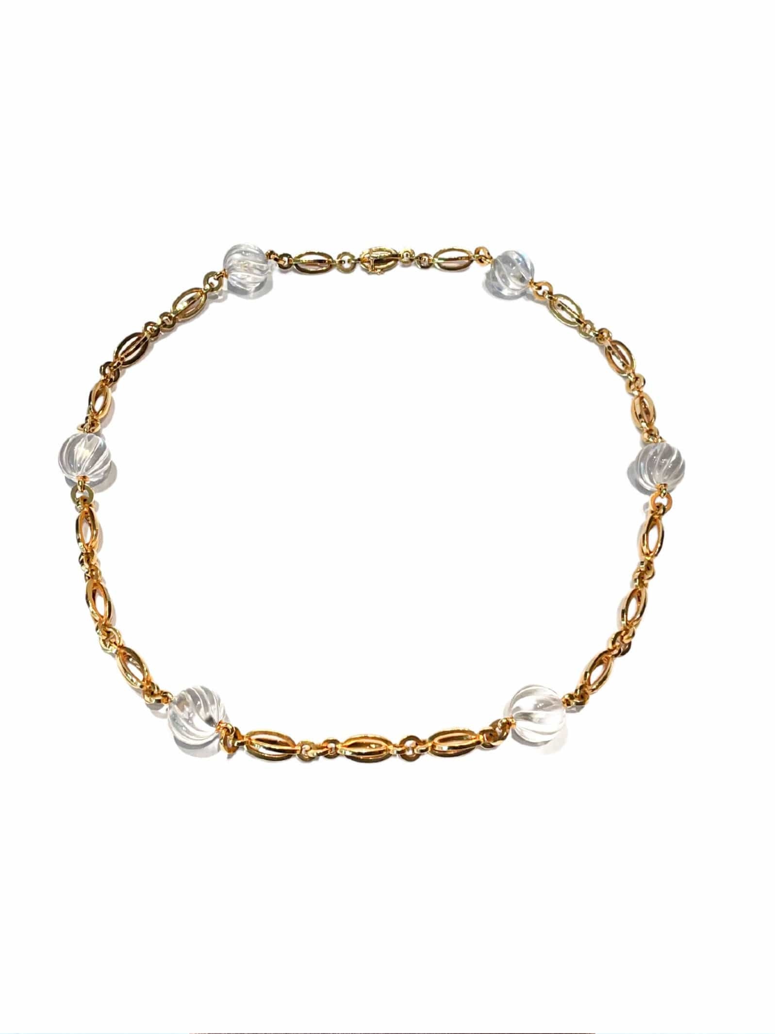 Crystal Ball and Yellow Gold Long Necklace - . Görsel