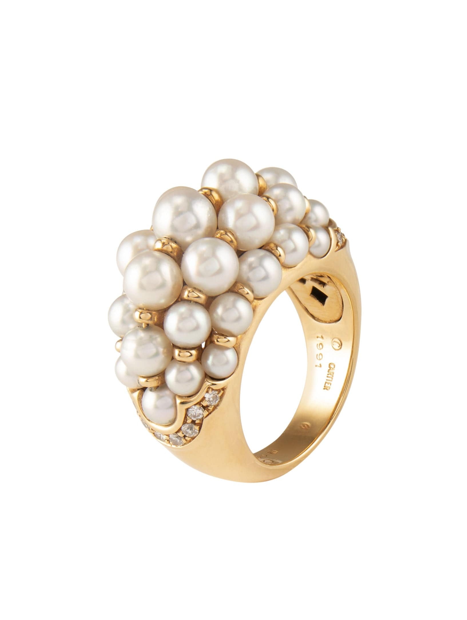 Cartier - Demi-Jonc “Andromaque” pearl and diamond ring - . Görsel