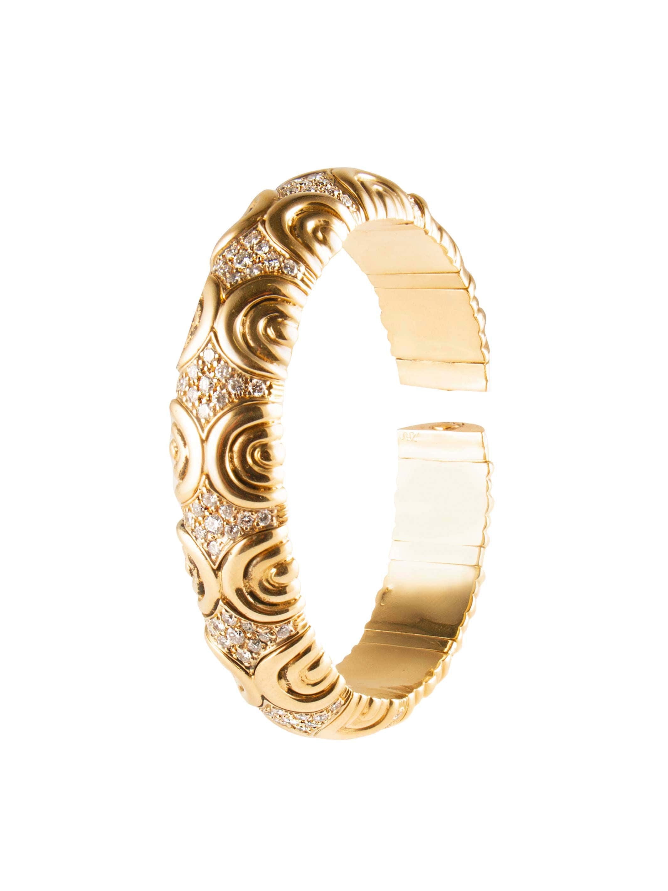 Yellow gold and diamond bangle - . Görsel