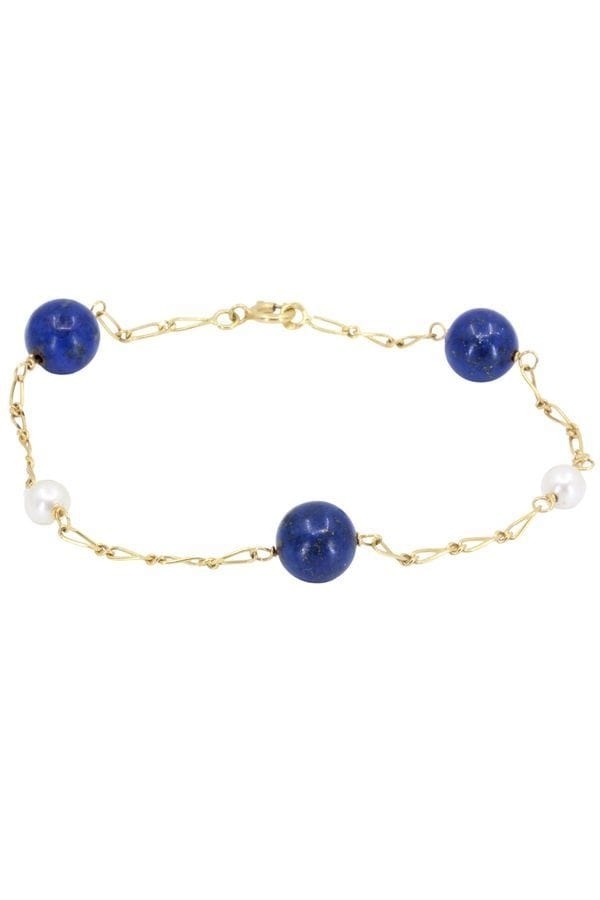 LAPIS LAZULI AND PEARL BRACELET - . Görsel