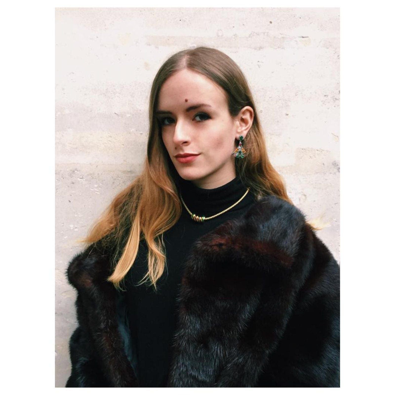 Gemstone fan earrings - . Görsel