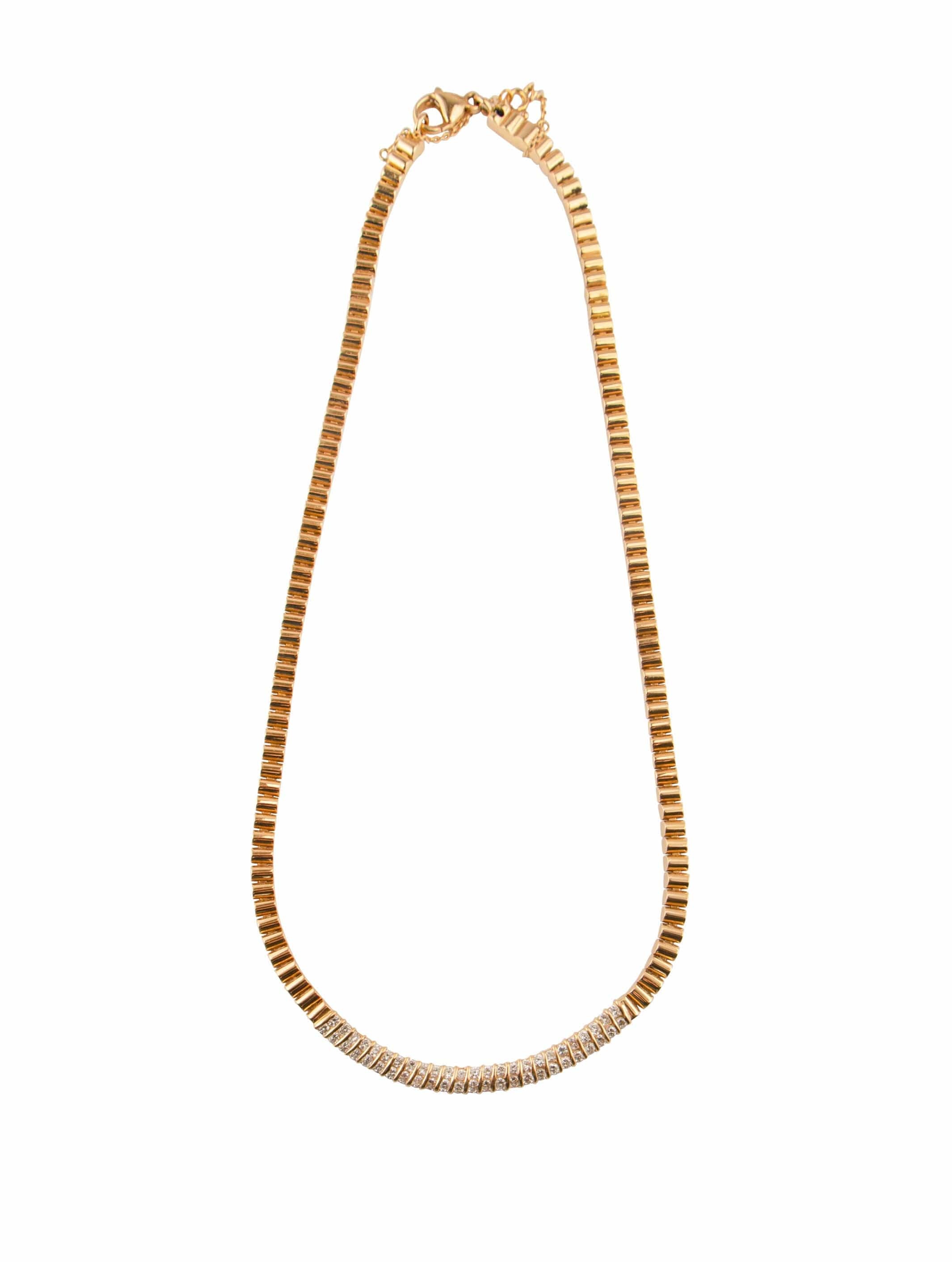 Diamond Pave and Yellow Gold Necklace - . Görsel