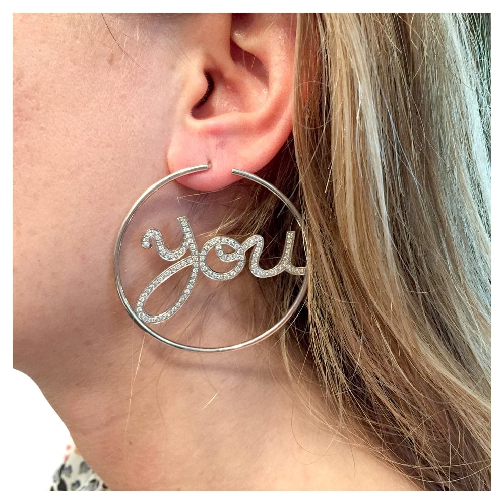 White gold and diamond hoop earrings 