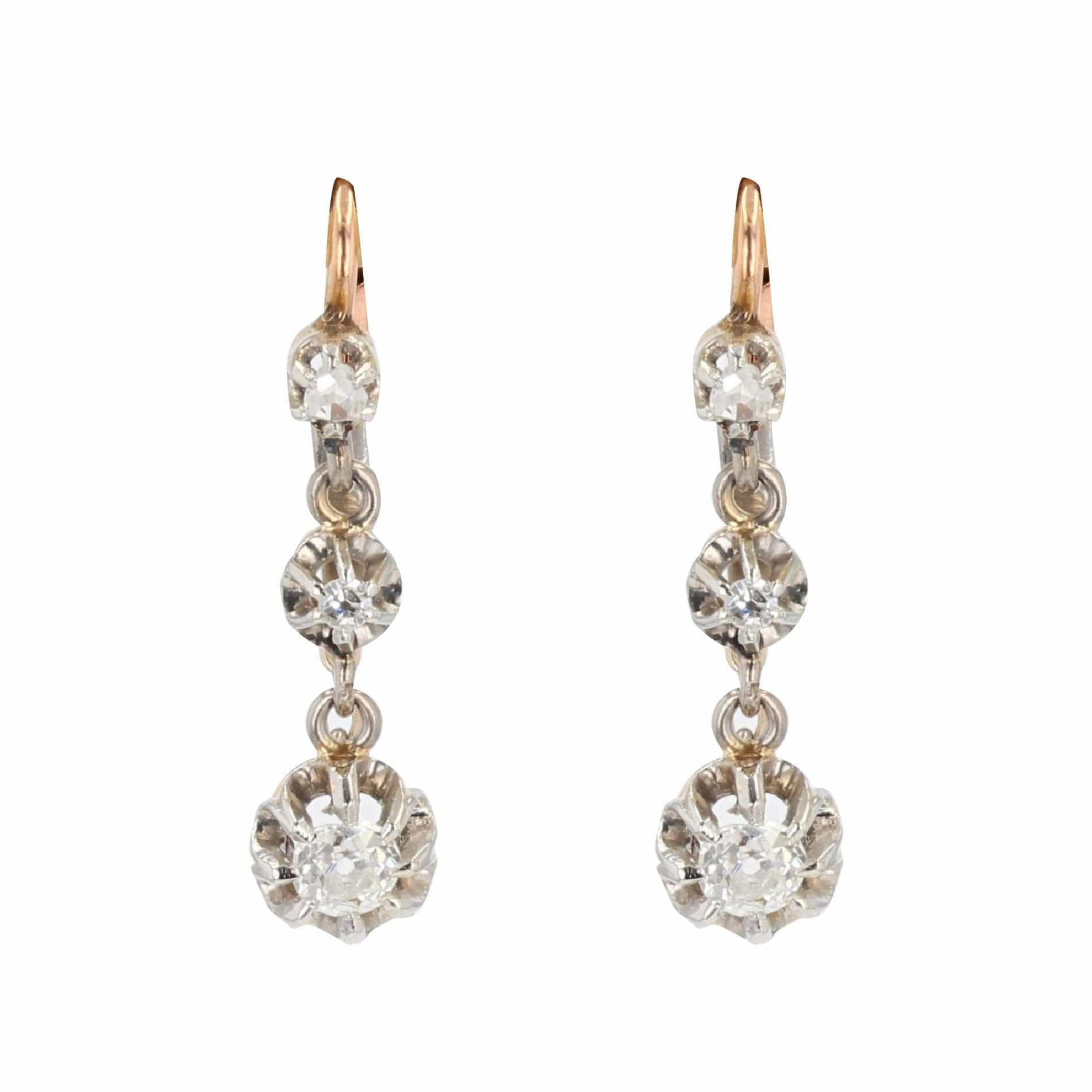 Antique dangling diamond earrings - . Görsel