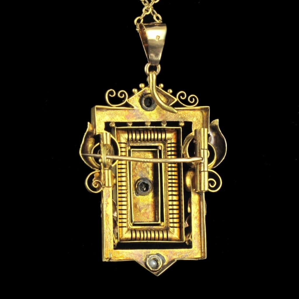 Brooch - Pendant in gold, diamonds and fine pearls - . Görsel