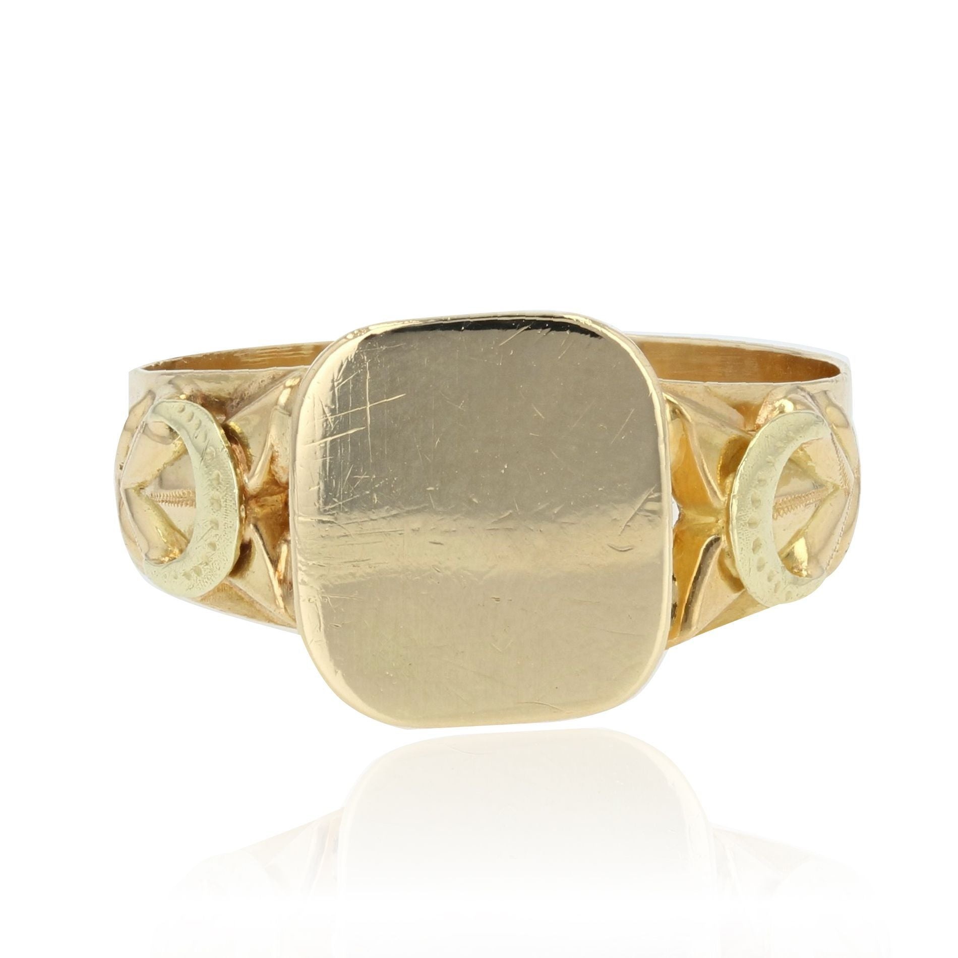 Old gold signet ring - . Görsel