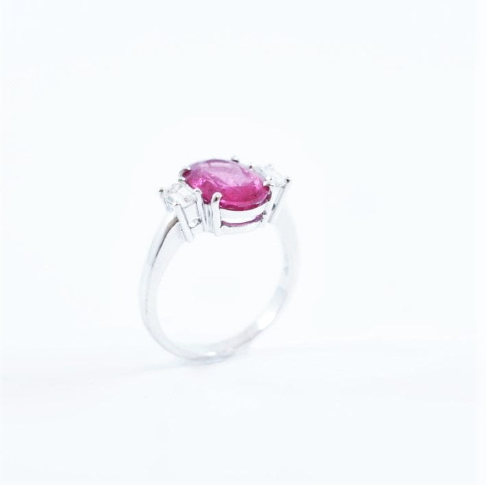 18K white gold tourmaline ring - . Görsel
