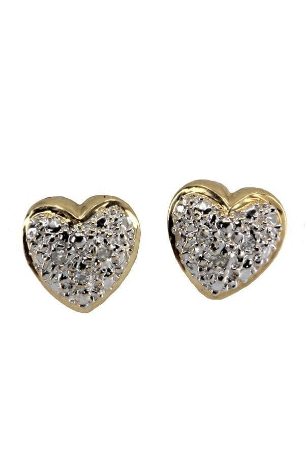 Diamond heart stud earrings - . Görsel