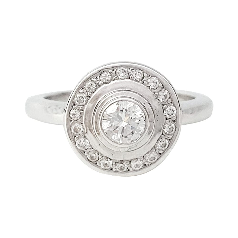 White gold ring, diamonds. - . Görsel