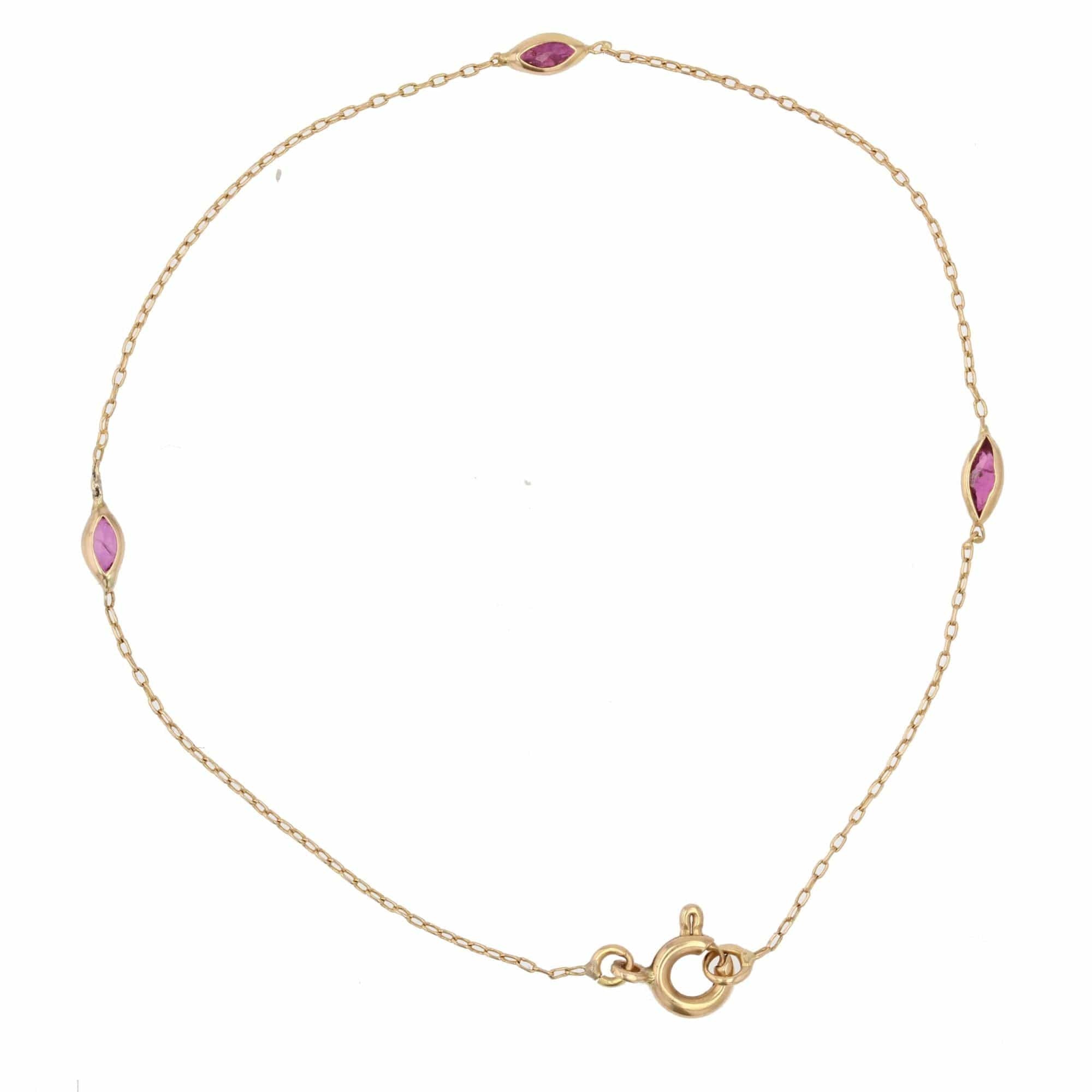 Fine yellow gold and ruby bracelet - . Görsel