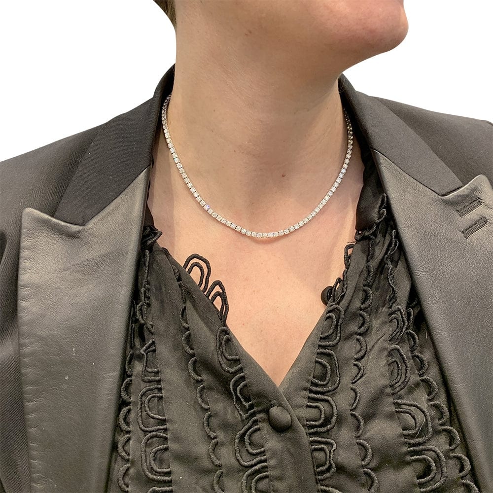 Diamond river necklace in white gold. - . Görsel