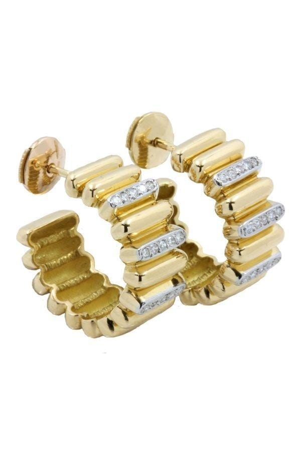 Diamond gadroon hoop earrings - . Görsel