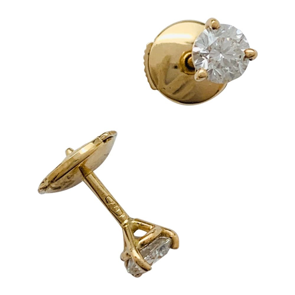 Yellow gold earrings, diamonds. - . Görsel