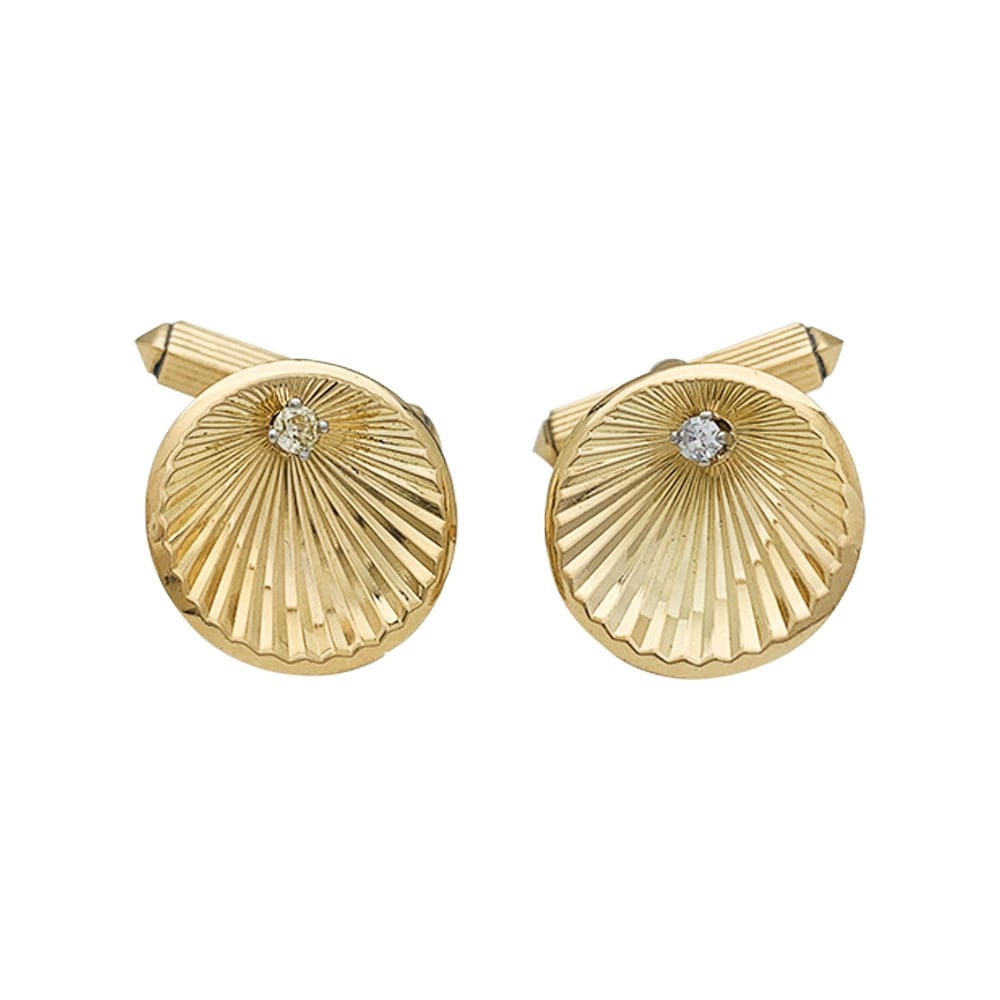 Yellow gold and diamond cufflinks. - . Görsel