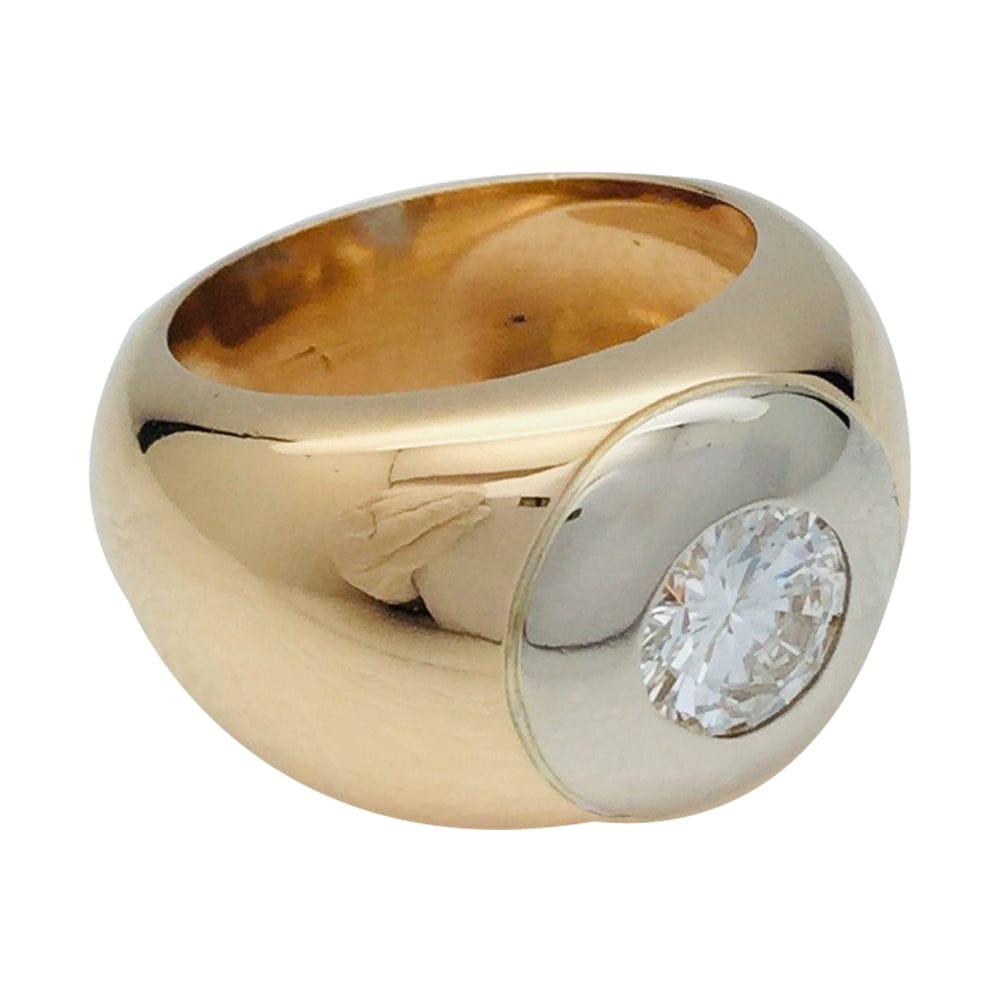 Domed two gold ring, 1.14 carat diamond. - . Görsel